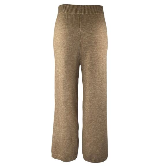Commense Beige Tan Elastic Waist High Rise Knit Wide Leg Trousers Pants Size XS - Picture 3 of 5